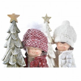 Decorazione Natalizia DKD Home Decor Poliestere Resina Porporina Bambini (17 x 11 x 27,5 cm) (2 Unità)