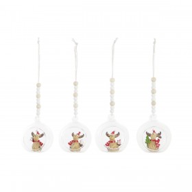 Decorazione Natalizia DKD Home Decor Cristallo Resina Renna (7 x 6 x 8 cm) (4 Unità)