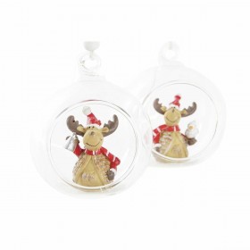 Decorazione Natalizia DKD Home Decor Cristallo Resina Renna (7 x 6 x 8 cm) (4 Unità)