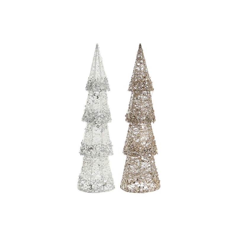 Decorazione luminosa DKD Home Decor Natale Champagne Albero Bianco (16 x 16 x 60 cm) (2 Unità)