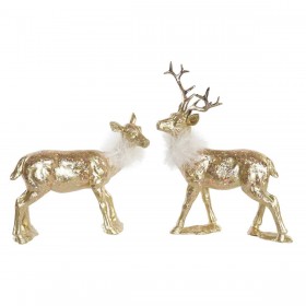 Decorazione Natalizia DKD Home Decor Resina Renna (17,5 x 9 x 22,5 cm) (2 Unità)