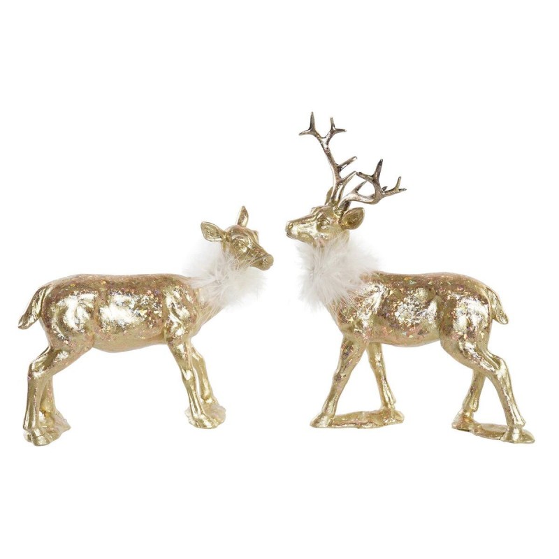 Decorazione Natalizia DKD Home Decor Resina Renna (17,5 x 9 x 22,5 cm) (2 Unità)