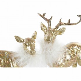 Decorazione Natalizia DKD Home Decor Resina Renna (17,5 x 9 x 22,5 cm) (2 Unità)