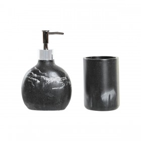 Set da Bagno DKD Home Decor Nero Resina Plastica 11 x 6 x 17 cm 2 Pezzi