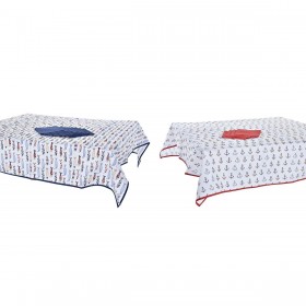 Set biancheria da tavola DKD Home Decor Azzurro Bianco Rosso 150 x 150 x 0,5 cm (2 Unità)
