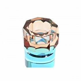 Portacandele DKD Home Decor Verde Ambra Bicolore Cristallo 7 x 7 x 9 cm