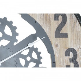 Orologio da Parete DKD Home Decor Naturale Nero MDF Ferro Ingranaggi (60 x 4,5 x 60 cm)