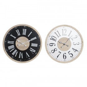 Orologio da Parete DKD Home Decor Nero MDF Bianco (60 x 4,5 x 60 cm)