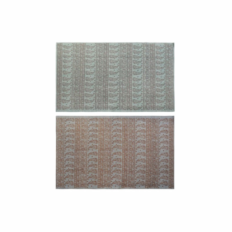 Tappeto DKD Home Decor 120 x 180 x 0,4 cm Azzurro Poliestere Verde Arabo (2 Unità)