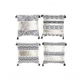 Cuscino DKD Home Decor Nero Dorato Poliestere Cotone Alluminio Arabo (45 x 10 x 45 cm) (4 Unità)