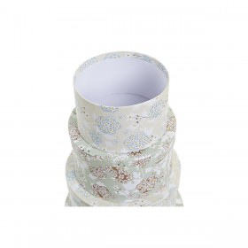 Set di Scatole per Sistemare Impilabili DKD Home Decor Beige Verde Cartone (37,5 x 37,5 x 18 cm)