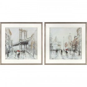 Quadro DKD Home Decor Città (63 x 3 x 63 cm) (60 x 3 x 60 cm) (2 Unità)