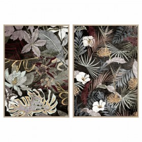 Quadro DKD Home Decor Tropicale Foglia della pianta 83 x 4,5 x 122,5 cm 83 x 4,5 x 123 cm (2 Unità)
