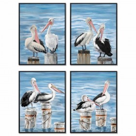 Quadro DKD Home Decor Uccello Mediterraneo (53 x 3,5 x 73 cm) (4 Unità)