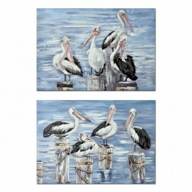 Quadro DKD Home Decor Uccello Mediterraneo (2 Unità) (100 x 3 x 70 cm)