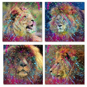 Quadro DKD Home Decor Leone Moderno (80 x 2,5 x 80 cm) (4 Unità)