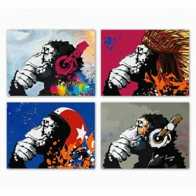 Quadro DKD Home Decor Musica Scimmia Moderno (70 x 1,8 x 50 cm) (4 Unità)