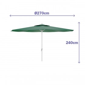 Marbueno Ombrello in Acciaio 8 stecche D270 cm Poliestere Verde Giardino, Piscina e Terrazza 10188