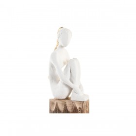 Statua Decorativa DKD Home Decor Donna Marrone Bianco (2 Unità)