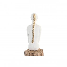 Statua Decorativa DKD Home Decor Donna Marrone Bianco (2 Unità)