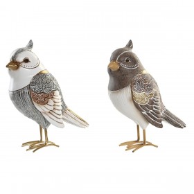 Statua Decorativa DKD Home Decor Beige Bianco Resina Uccello Moderno (12,5 x 7 x 16 cm) (2 Unità)