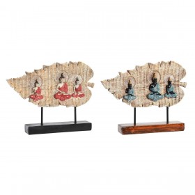 Statua Decorativa DKD Home Decor 38 x 6 x 29,5 cm Rosso Buddha Verde Orientale (2 Unità)
