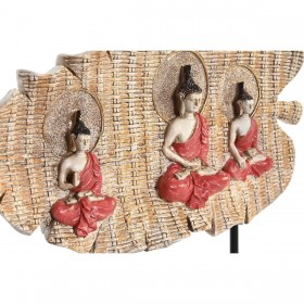 Statua Decorativa DKD Home Decor 38 x 6 x 29,5 cm Rosso Buddha Verde Orientale (2 Unità)