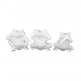 Statua Decorativa DKD Home Decor 18,5 x 13 x 17,8 cm Bianco Rana (3 Unità)