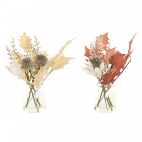 Pianta Decorativa DKD Home Decor Cristallo Dorato Marrone Polietilene Bianco (6 x 6 x 27 cm) (2 Unità)