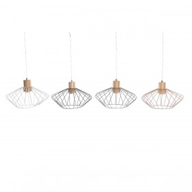 Lampadario DKD Home Decor 34 x 34 x 21 cm Argentato Nero Grigio Rosa Metallo Bianco 50 W 60 W Pino