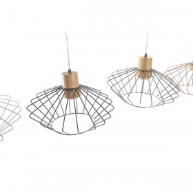 Lampadario DKD Home Decor 34 x 34 x 21 cm Argentato Nero Grigio Rosa Metallo Bianco 50 W 60 W Pino