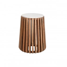 Tavolo aggiuntivo DKD Home Decor Bianco Naturale Marmo Legno di mango 47 x 47 x 58 cm