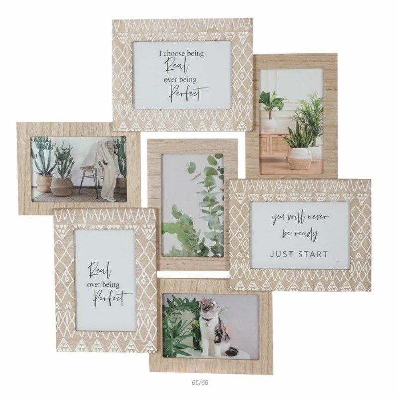 Cornice Portafoto DKD Home Decor Cristallo Naturale Legno MDF Scandinavo (50,5 x 1,8 x 48 cm)