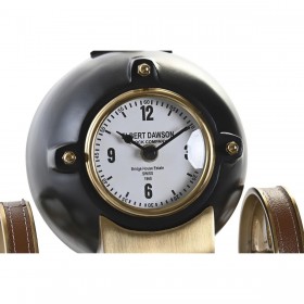 Orologio da Tavolo DKD Home Decor 20,5 x 20,5 x 21,5 cm Nero Dorato Alluminio Resina Coloniale