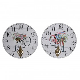 Orologio da Parete DKD Home Decor Bicicletta Metallo Multicolore Legno MDF (2 Unità) (58 x 4 x 58 cm)