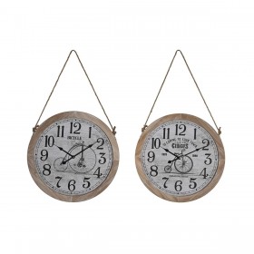 Orologio da Parete DKD Home Decor Naturale Bicicletta Corda Bianco Vintage Legno MDF (50 x 4,5 x 50 cm) (2 Unità)