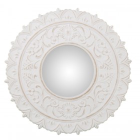 Specchio da parete Alexandra House Living Bianco Legno Consumato 4 x 57 x 58 cm Rotondo