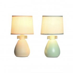 Lampada da tavolo DKD Home Decor Stoffa Poliestere Verde Crema Gres 220 V 40 W (2 Unità) (16 x 16 x 27 cm)
