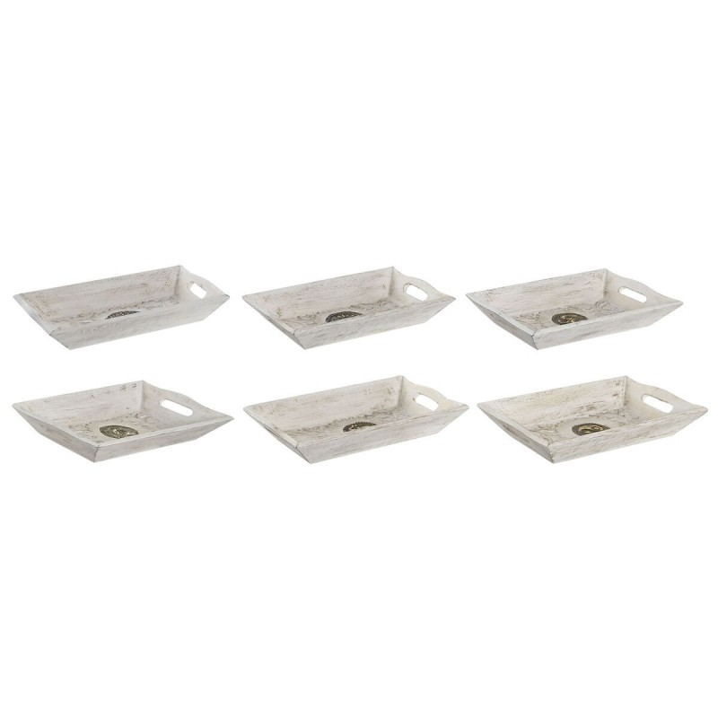 Svuotatasche DKD Home Decor Bianco Dorato Alluminio Legno di mango Elefante Buddha Indiano 24 x 15 x 4 cm (6 Unità)