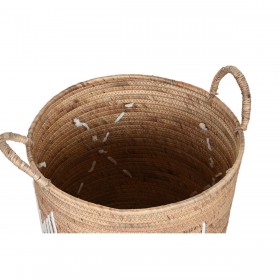 Set di Cestini DKD Home Decor Bianco Naturale Corda Erba di mare Boho 46 x 46 x 48 cm