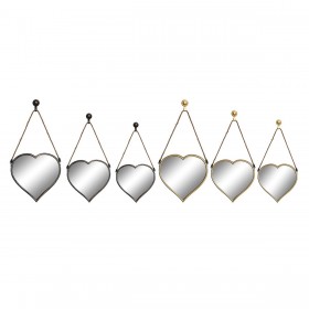 Set di Specchi DKD Home Decor Scandi Cristallo Nero Dorato polipropilene (26 x 3 x 26 cm) (2 Unità)