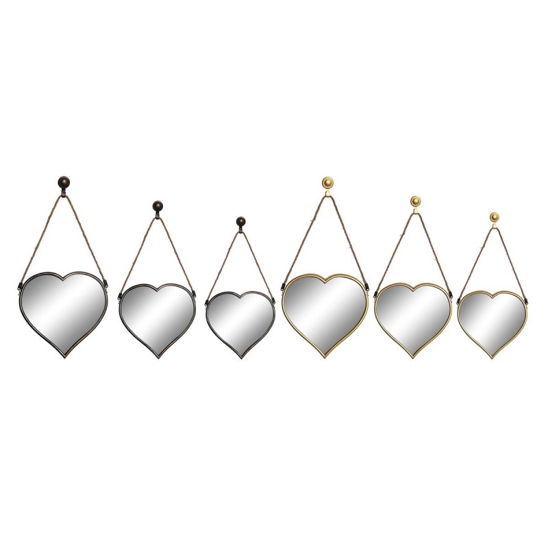 Set di Specchi DKD Home Decor Scandi Cristallo Nero Dorato polipropilene (26 x 3 x 26 cm) (2 Unità)