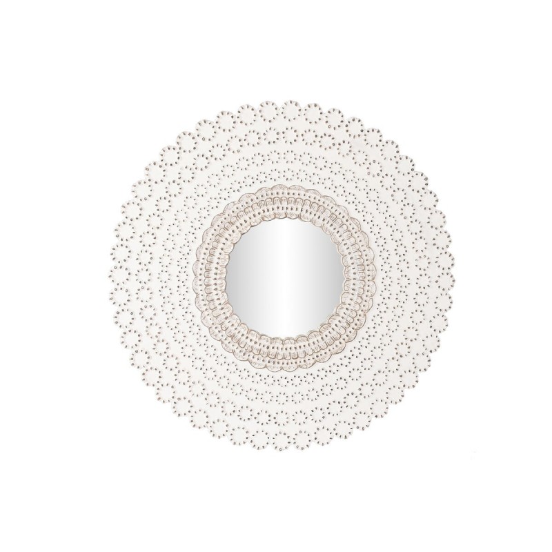 Specchio da parete DKD Home Decor Bianco Naturale Indiano Decapaggio 120 x 2,5 x 120 cm