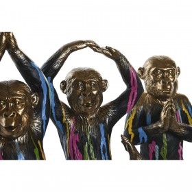 Statua Decorativa DKD Home Decor Dorato Resina Multicolore Scimmia Moderno (19 x 12 x 24,5 cm) (3 Unità)