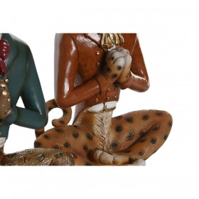 Statua Decorativa DKD Home Decor Azzurro Marrone Dorato Leopardo 16 x 9,5 x 23 cm (2 Unità)