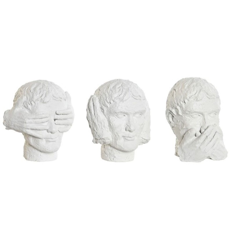 Statua Decorativa DKD Home Decor Bianco Neoclassico 14 x 11 x 14 cm (3 Unità)