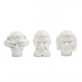Statua Decorativa DKD Home Decor Bianco Neoclassico 14 x 11 x 14 cm (3 Unità)