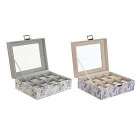 Porta orologi DKD Home Decor Bianco Grigio Lilla Rosa chiaro PVC Cristallo 22,5 x 19,5 x 9,5 cm (2 Unità)