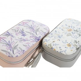 Scatola-Portagioie DKD Home Decor Bianco Grigio Lilla Rosa chiaro Poliuretano Specchio 18,5 x 10 x 5 cm (2 Unità)