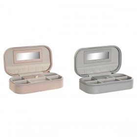 Scatola-Portagioie DKD Home Decor Bianco Grigio Lilla Rosa chiaro Poliuretano Specchio 18,5 x 10 x 5 cm (2 Unità)